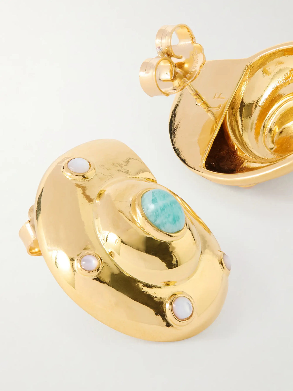 Nautilus Gold-plated Amazonite And Mother-of-pearl Earrings