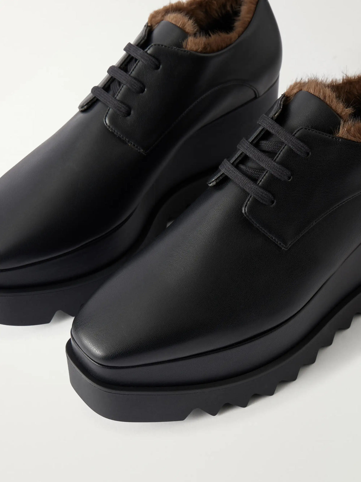 Stella McCartney Elyse Plush-trimmed Vegan Material Platform Brogues