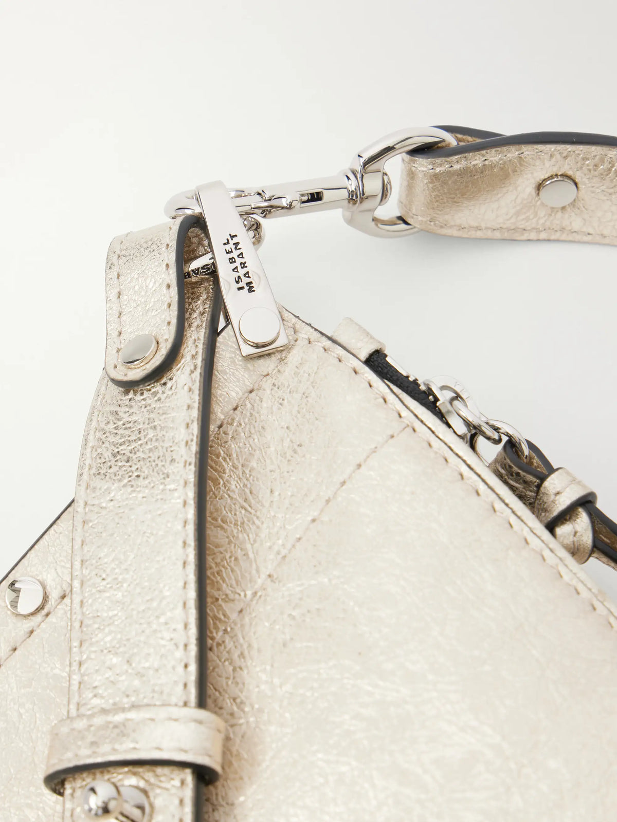 ISABEL MARANT Oskan Embellished Metallic Leather Shoulder Bag