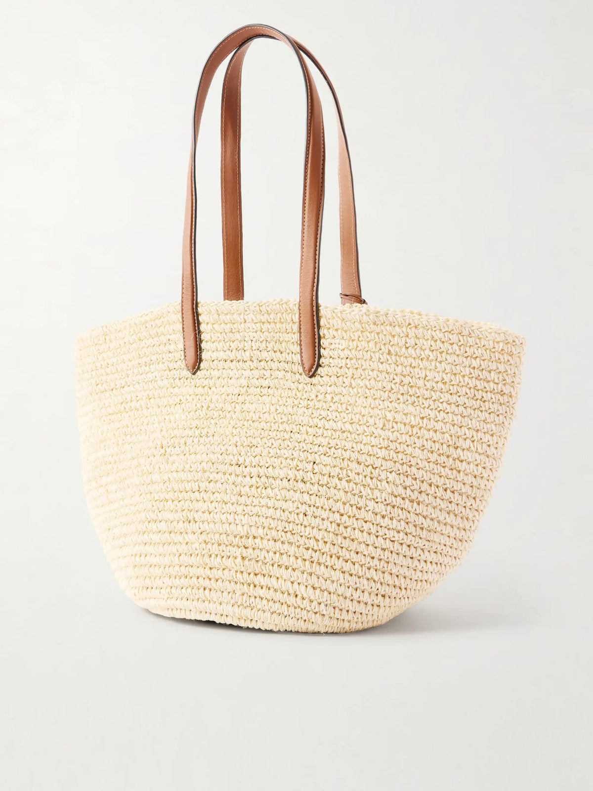 Market Leather-trimmed Woven Fique Tote