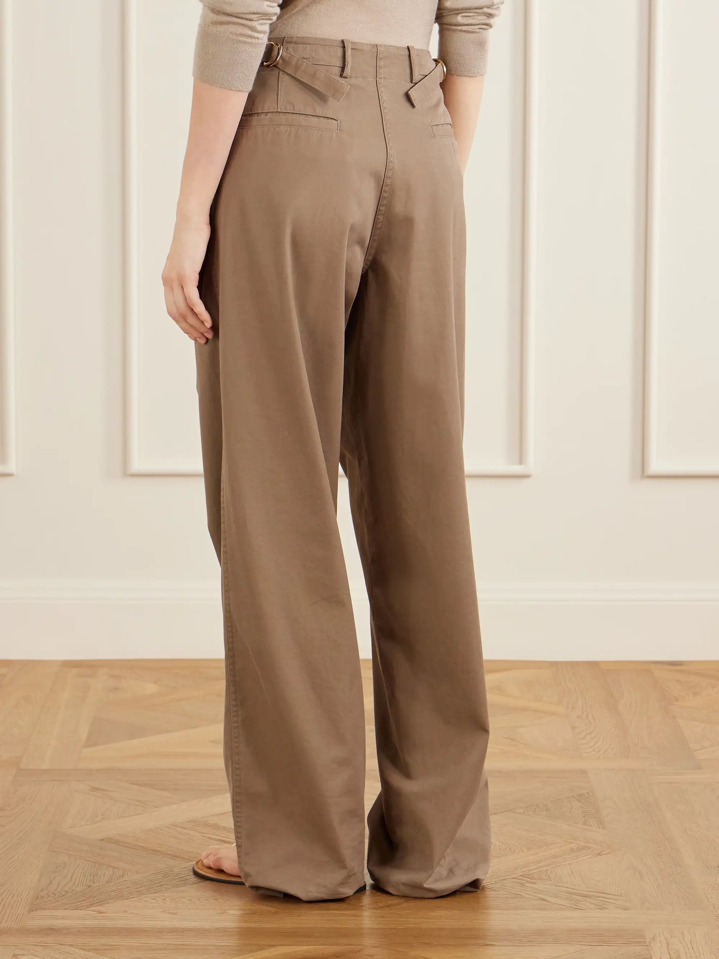 Fadry Cotton And Cashmere-blend Drill Wide-leg Pants