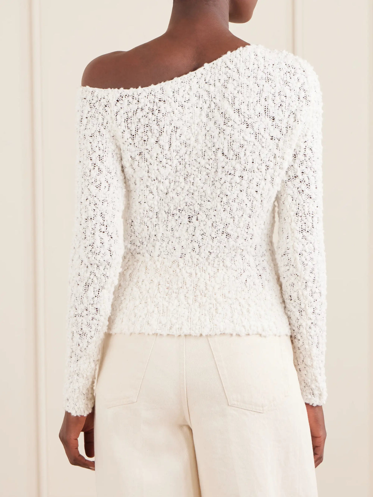 Elder Statesman Vine Off-the-shoulder Cotton-blend Bouclé Sweater