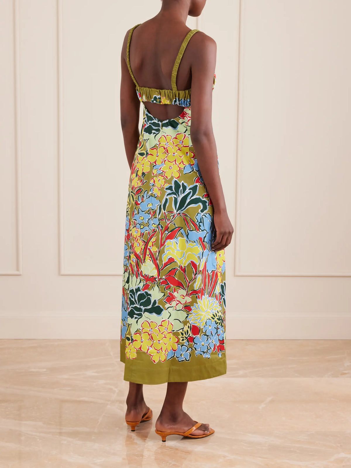 Solstice Floral-print Organic Cotton-poplin Midi Dress