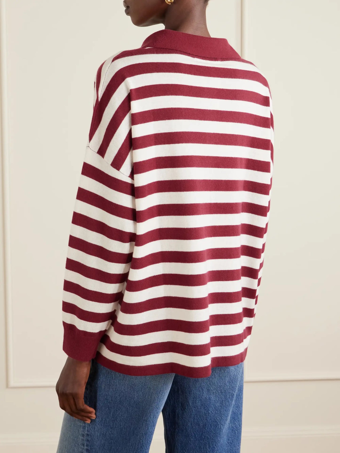 Victoria Striped Cashmere Polo Shirt
