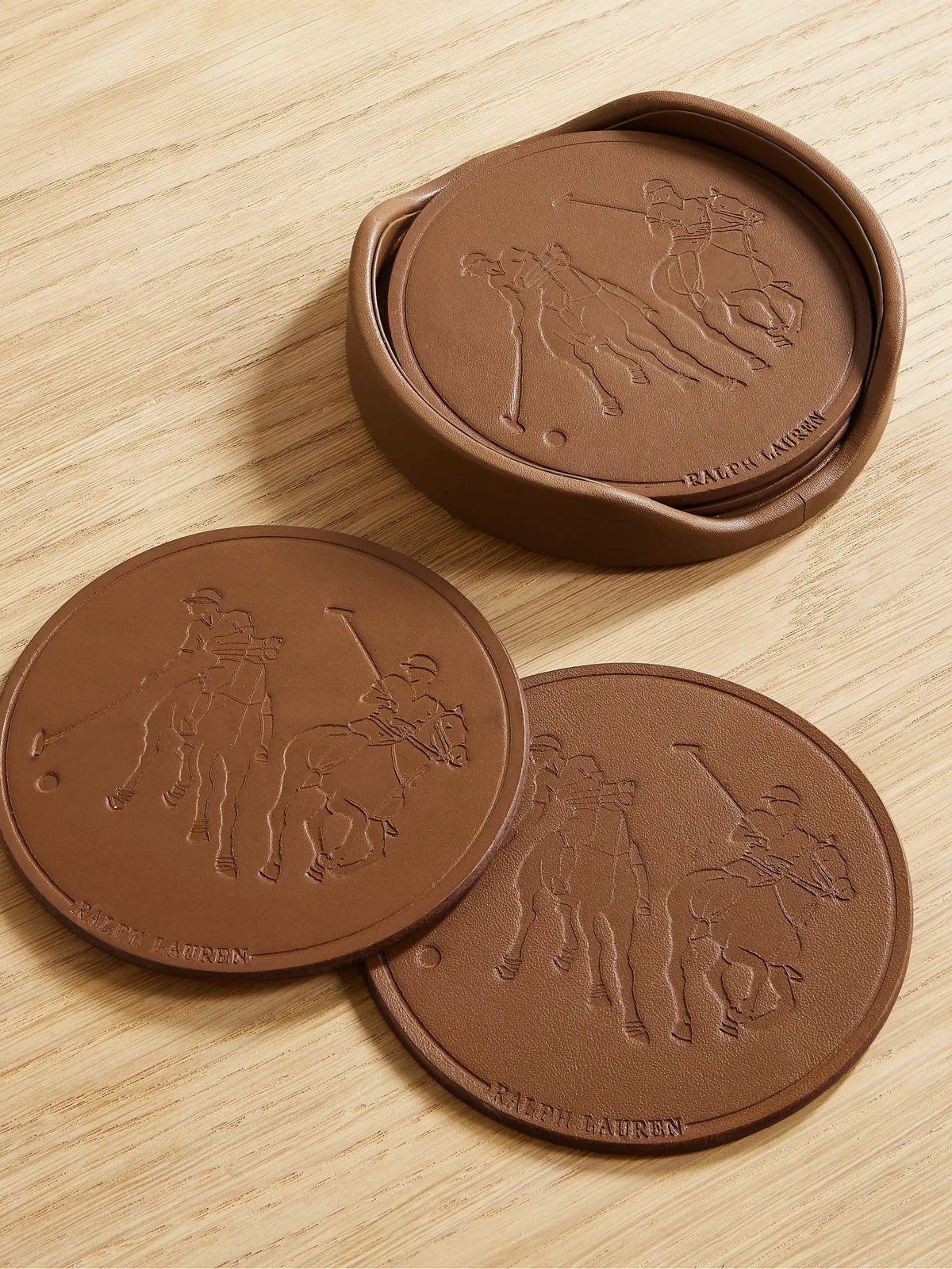 Garrett Set Of Four Debossed Leather Coasters