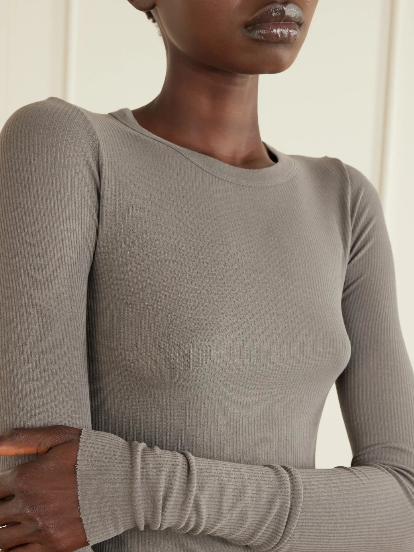 Frayed Ribbed Jersey T-shirt