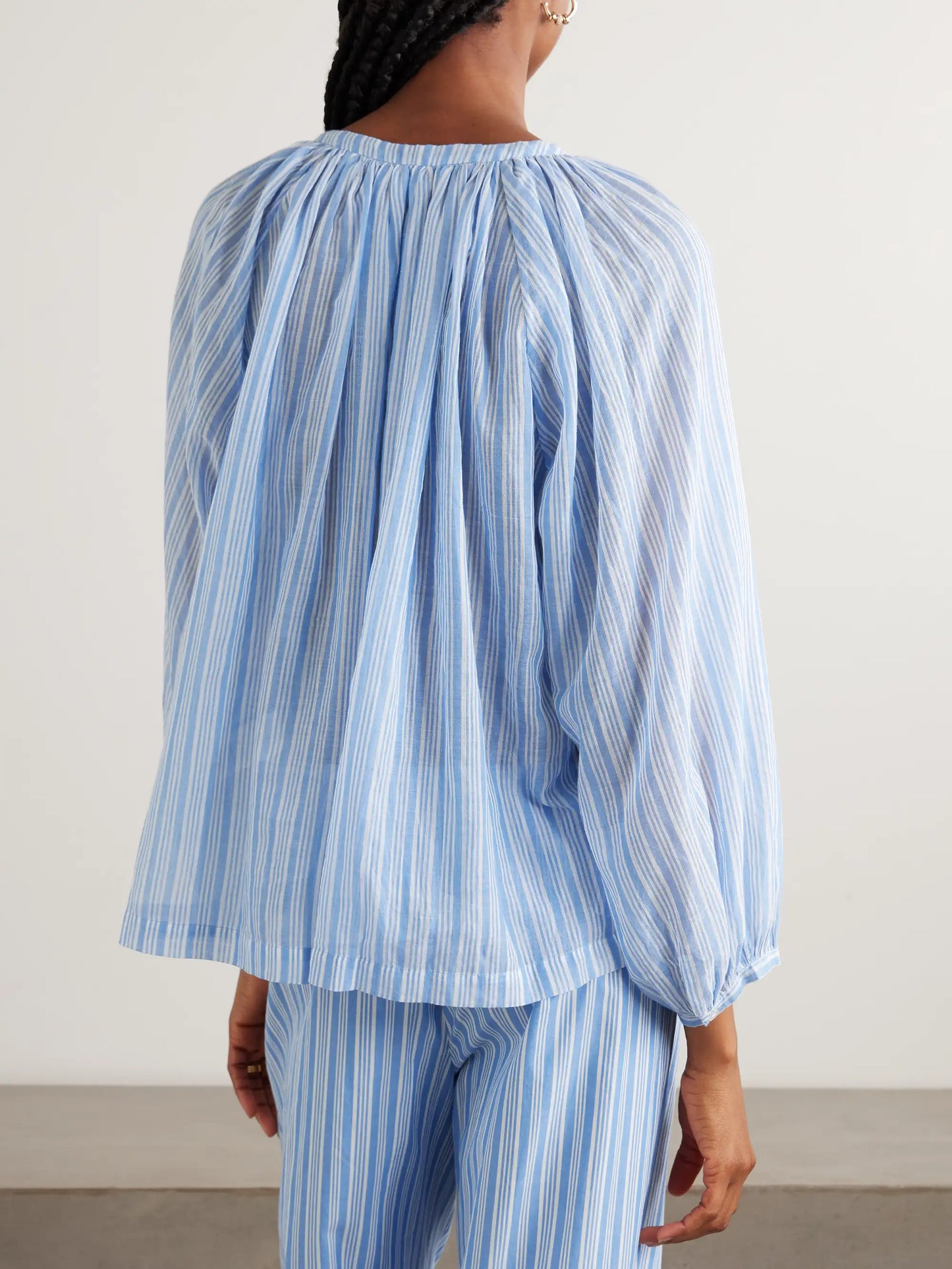 Jonie Striped Organic Cotton-voile Blouse