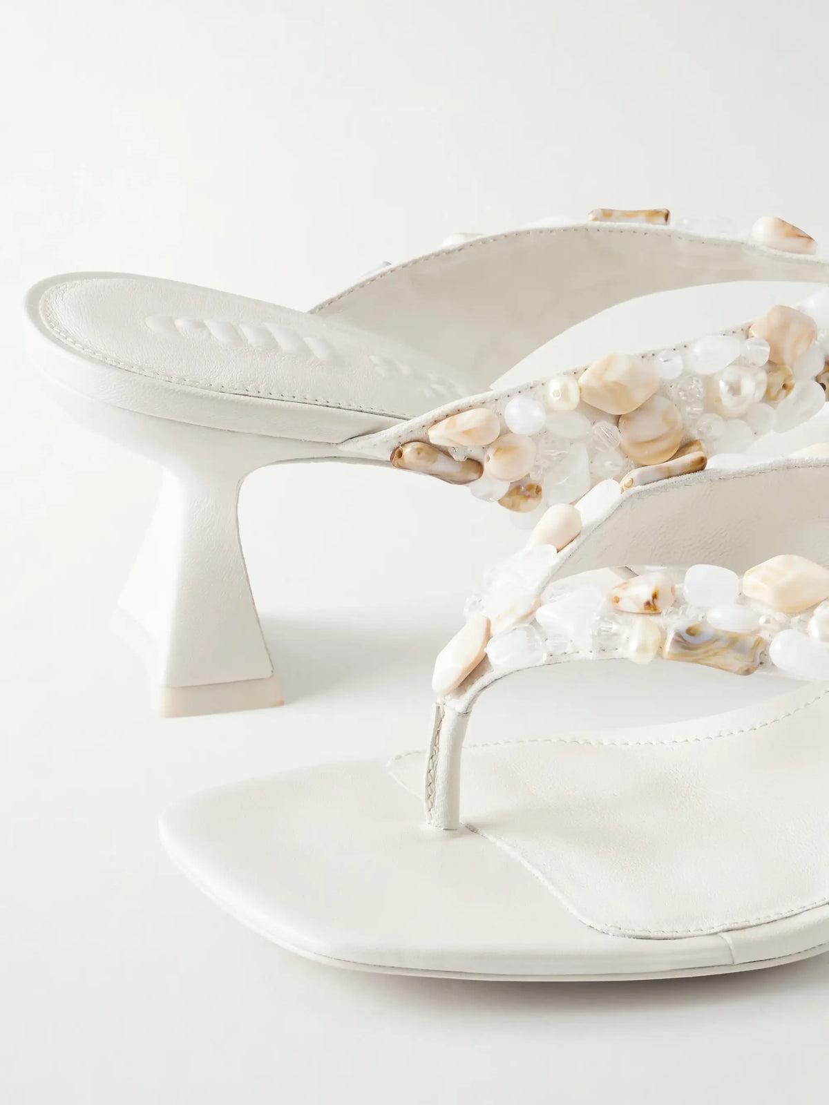 Abi Bead-embellished Leather Thong Sandals