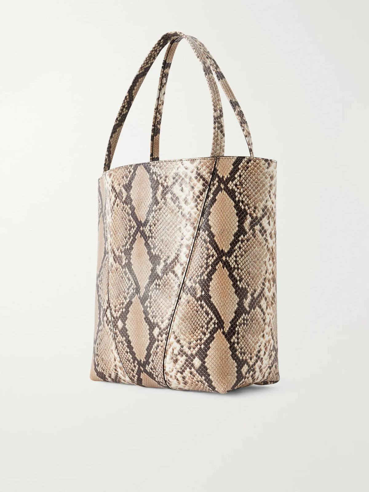 Spin Embellished Snake-effect Leather Tote Bag