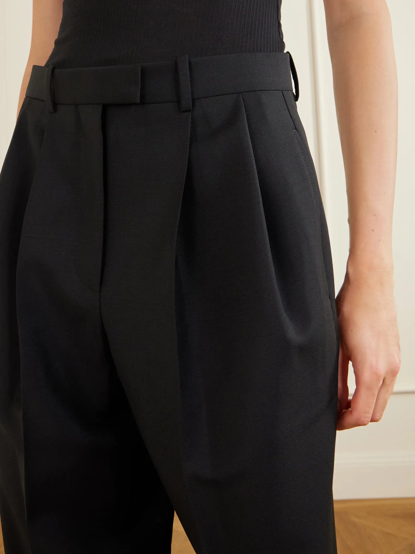 Pleated Wool And Mohair-blend Wide-leg Pants