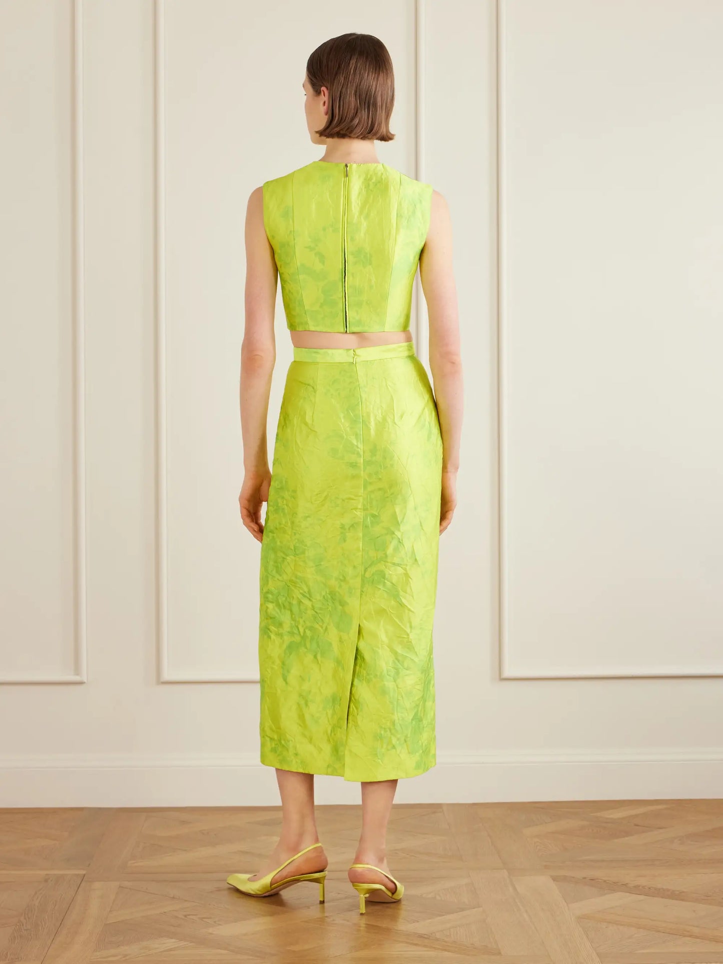 Floral-print Crinkled-satin Top
