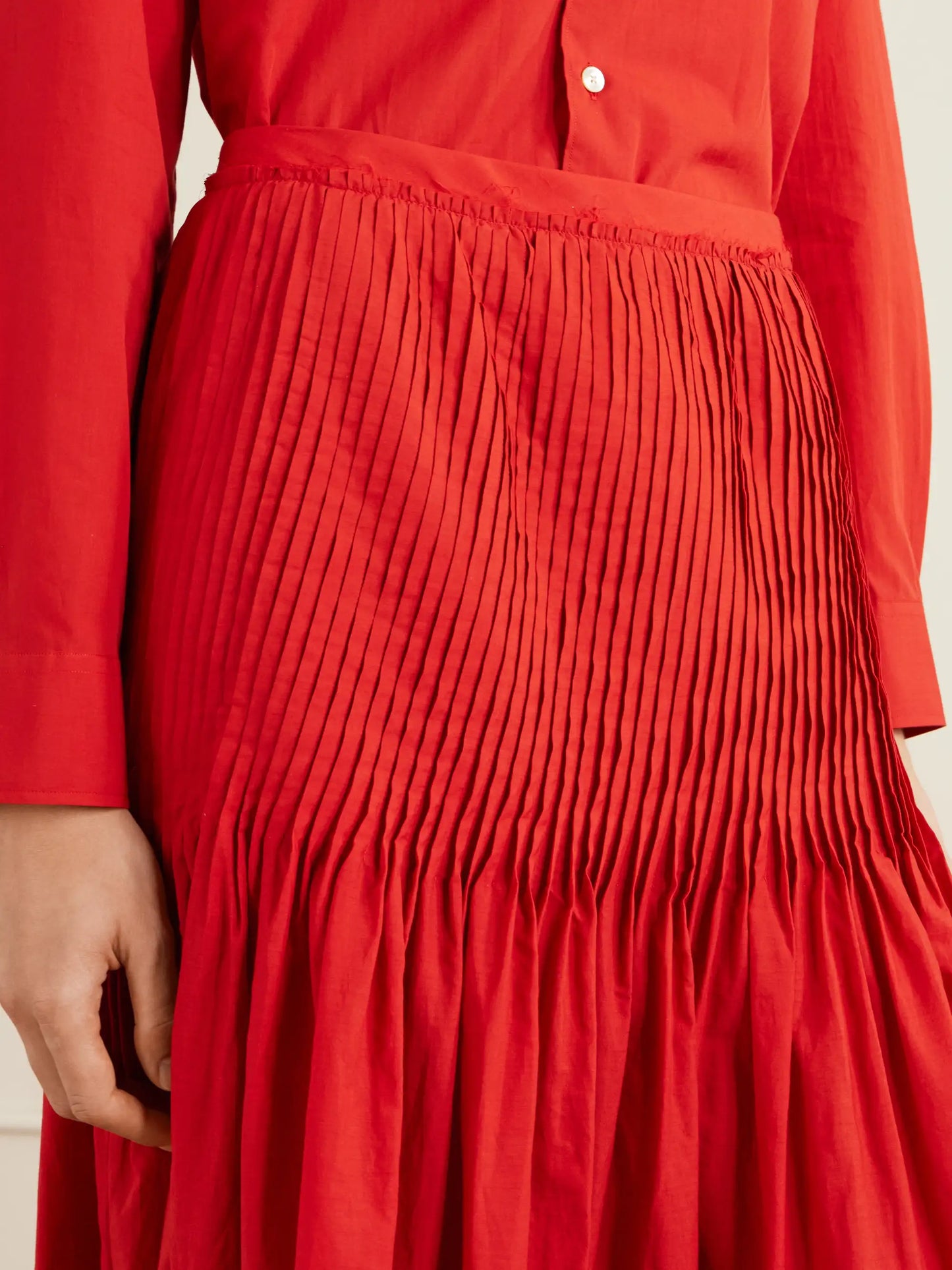 Pleated Cotton-poplin Midi Skirt