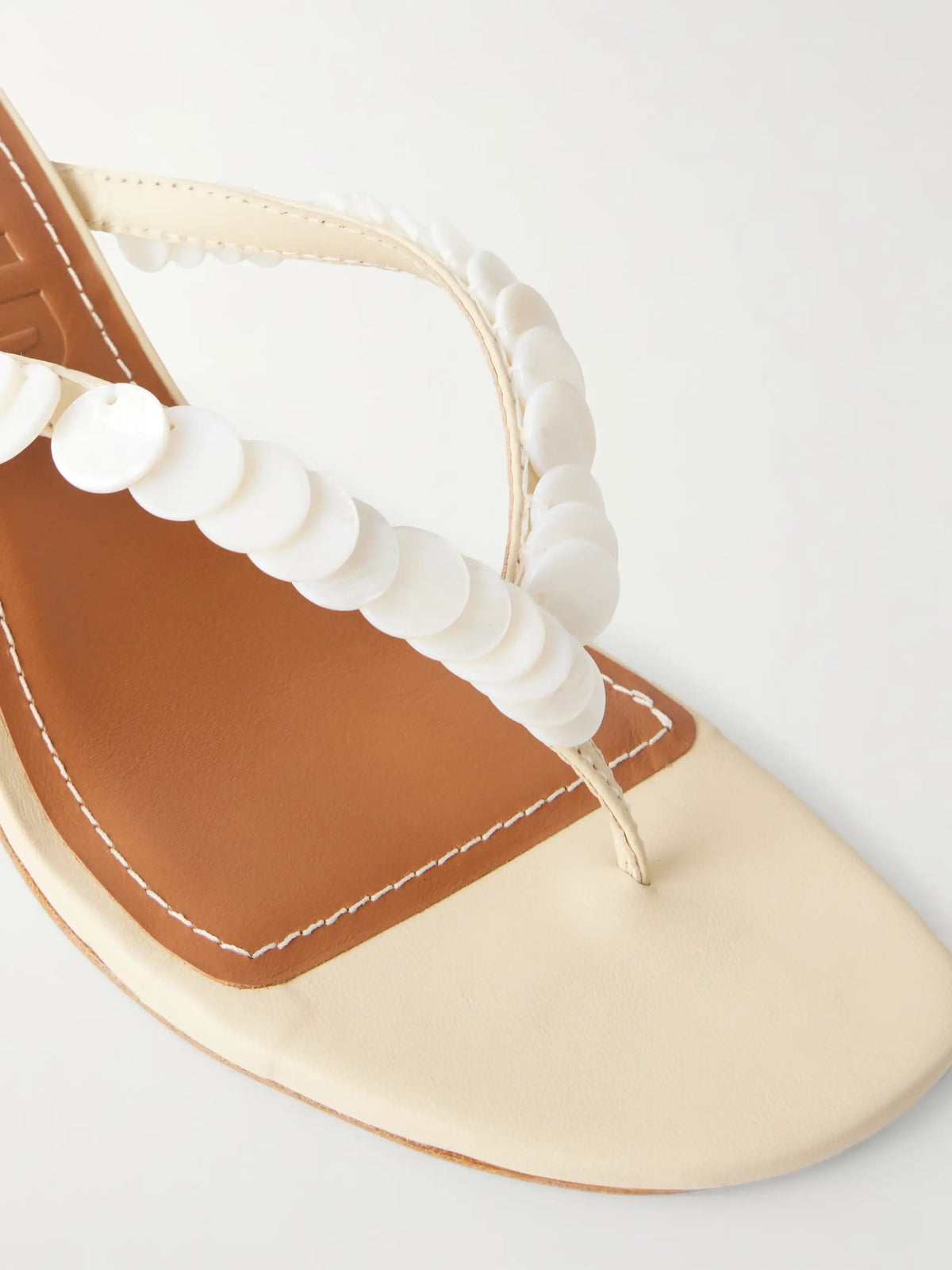 STAUD Freja 60 Paillette-embellished Leather Thong Sandals