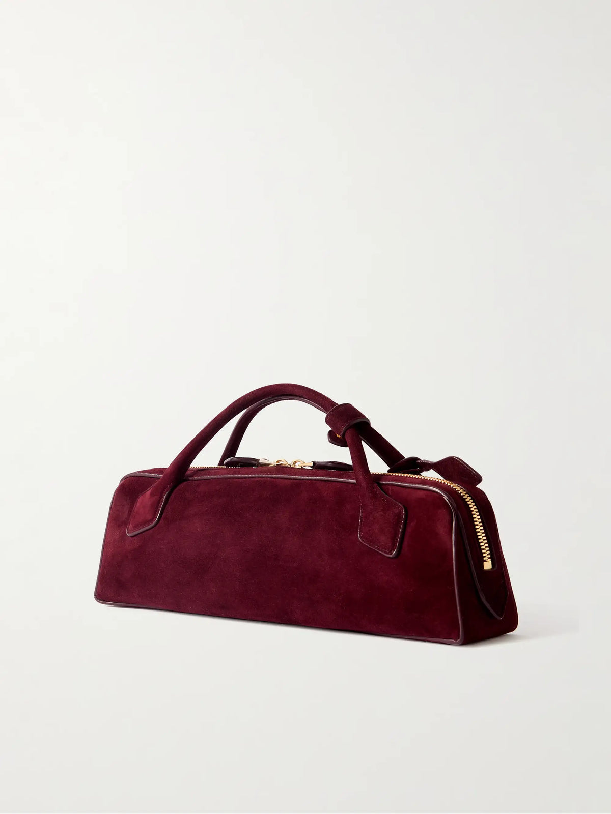 Le Teckel Leather-trimmed Suede Clutch