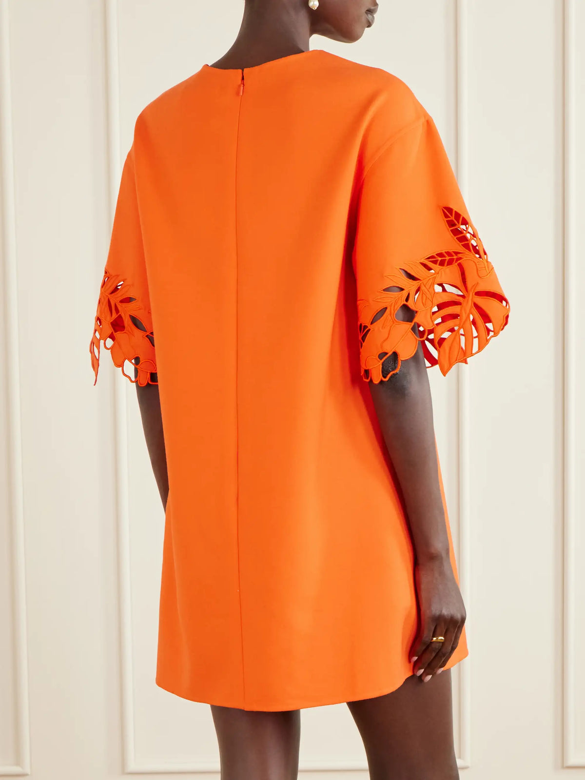 Embroidered Cut-out Wool-blend Mini Dress