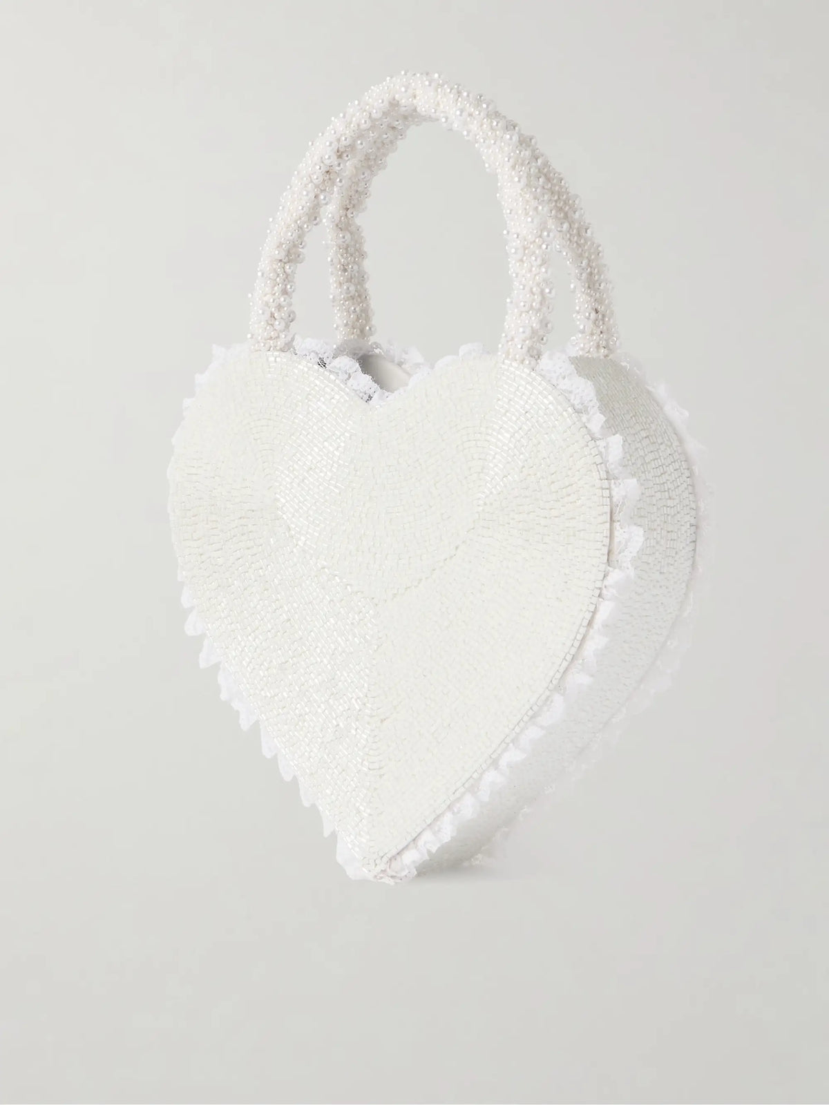 Just Married Lace-trimmed Beaded Twill Tote