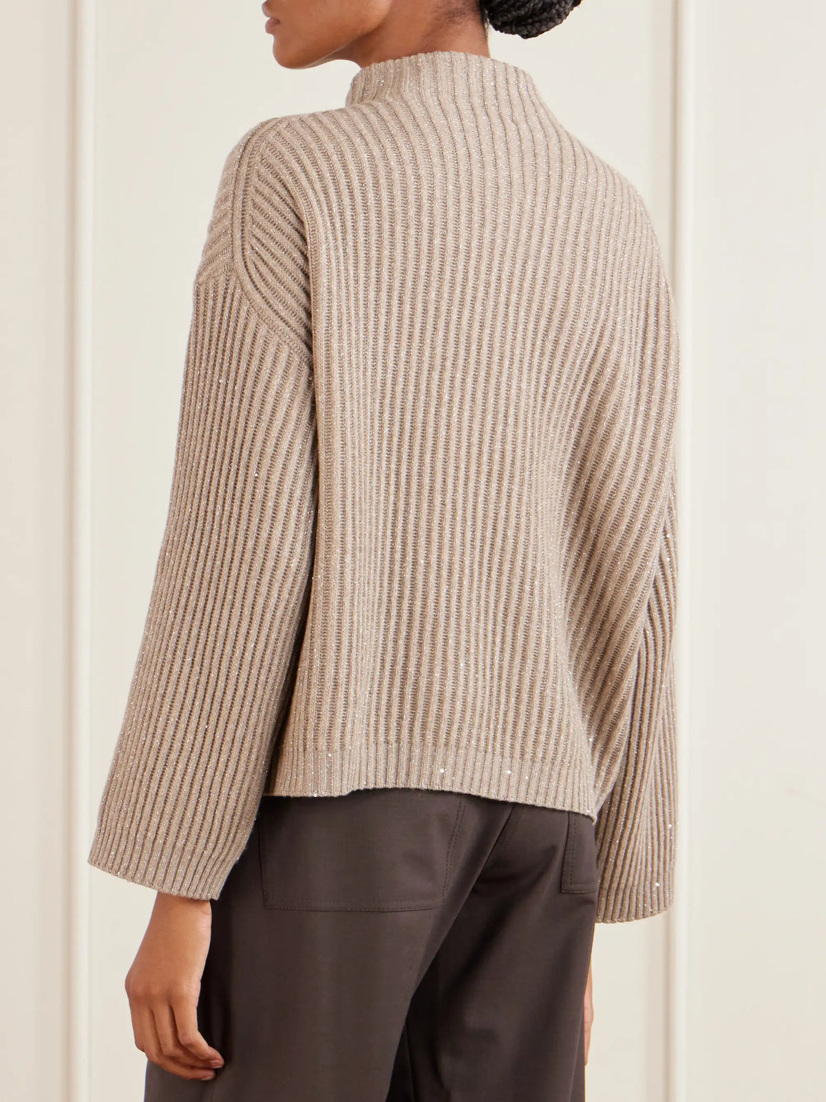 Brunello Cucinelli Sequin-trimmed Ribbed-knit Turtleneck Sweater