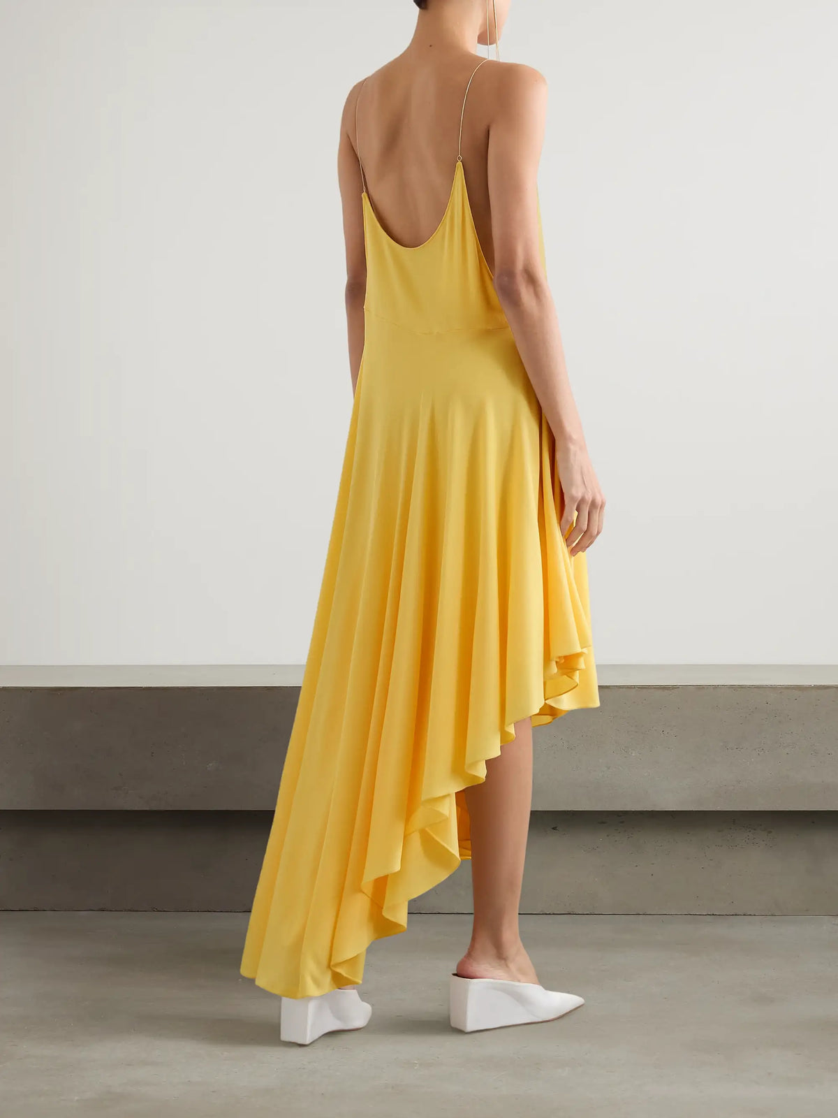 Asymmetric Jersey Midi Dress