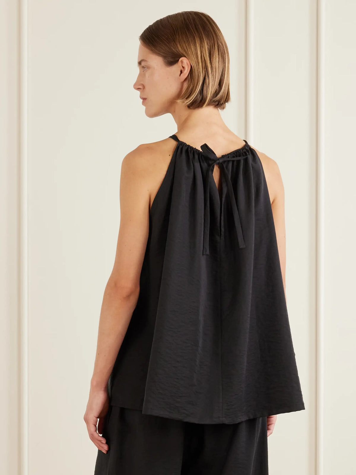 Gathered Lyocell-blend Halterneck Top
