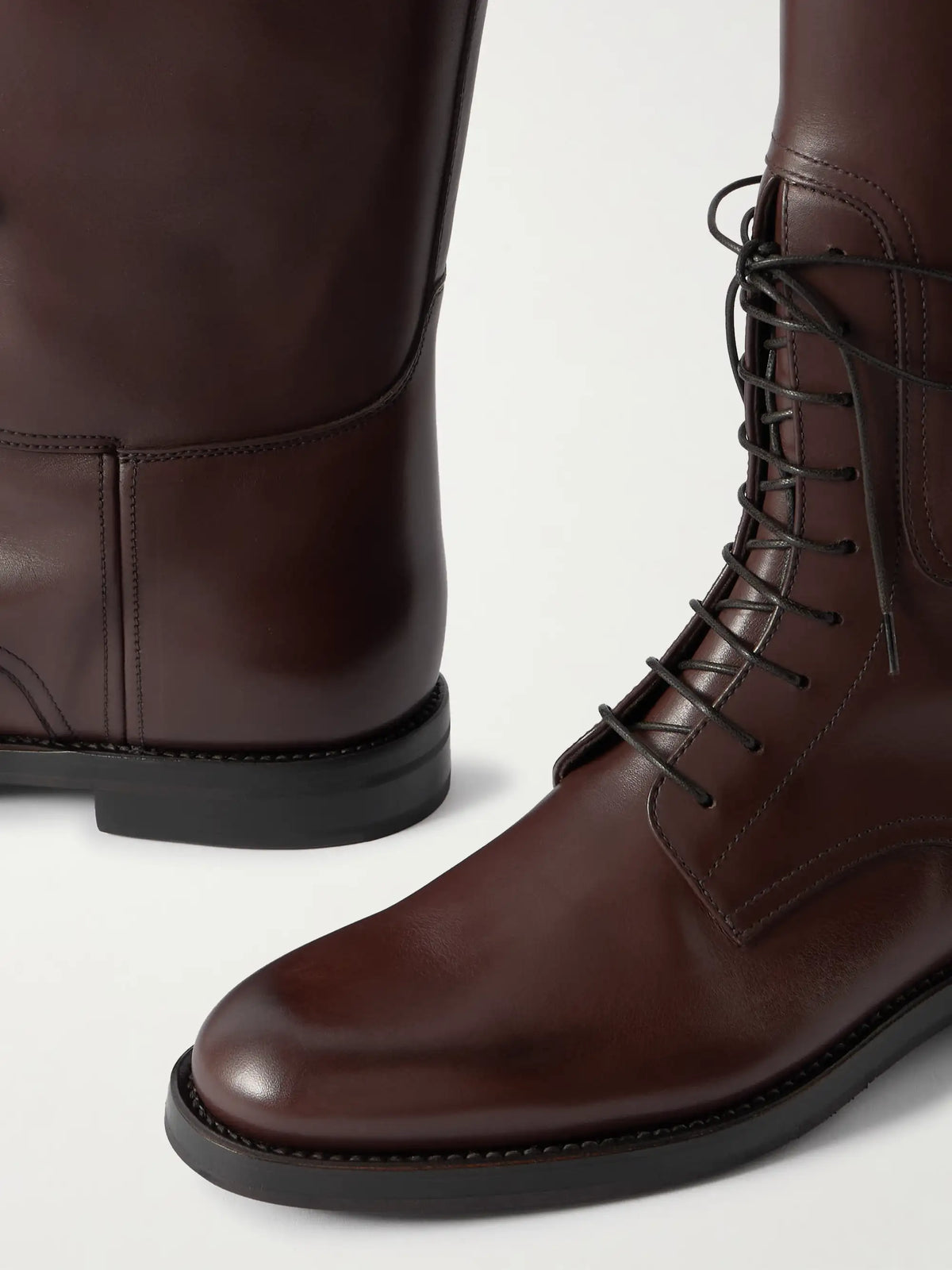Leather Lace-up Knee Boots