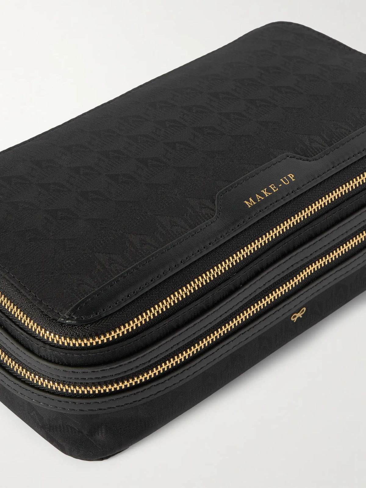 Make-up Leather-trimmed Jacquard Cosmetics Case