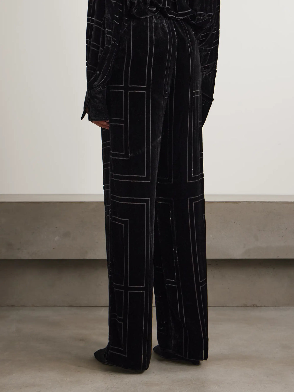 Devoré-velvet Wide-leg Pants