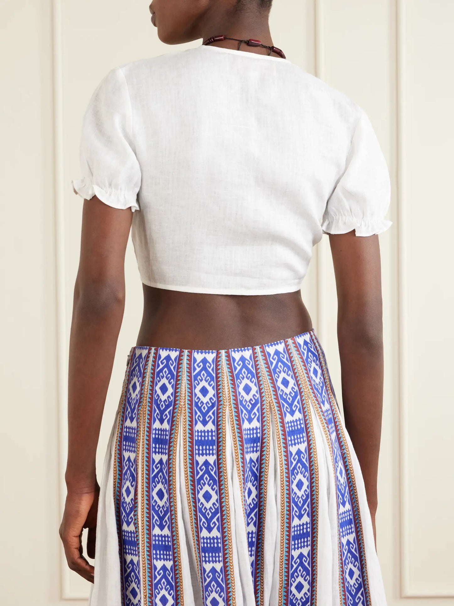 Poppy Knotted Linen Cropped Top