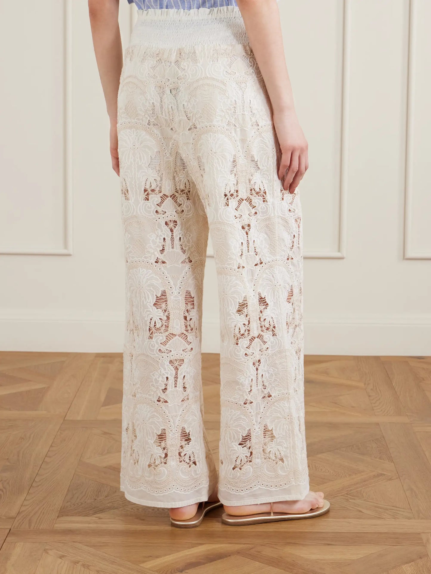 Speranza Corded Lace Cotton-blend Straight-leg Pants