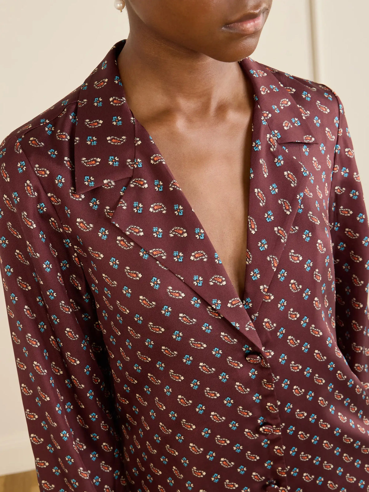 DÔEN Dorsia Printed Silk-blend Satin Shirt