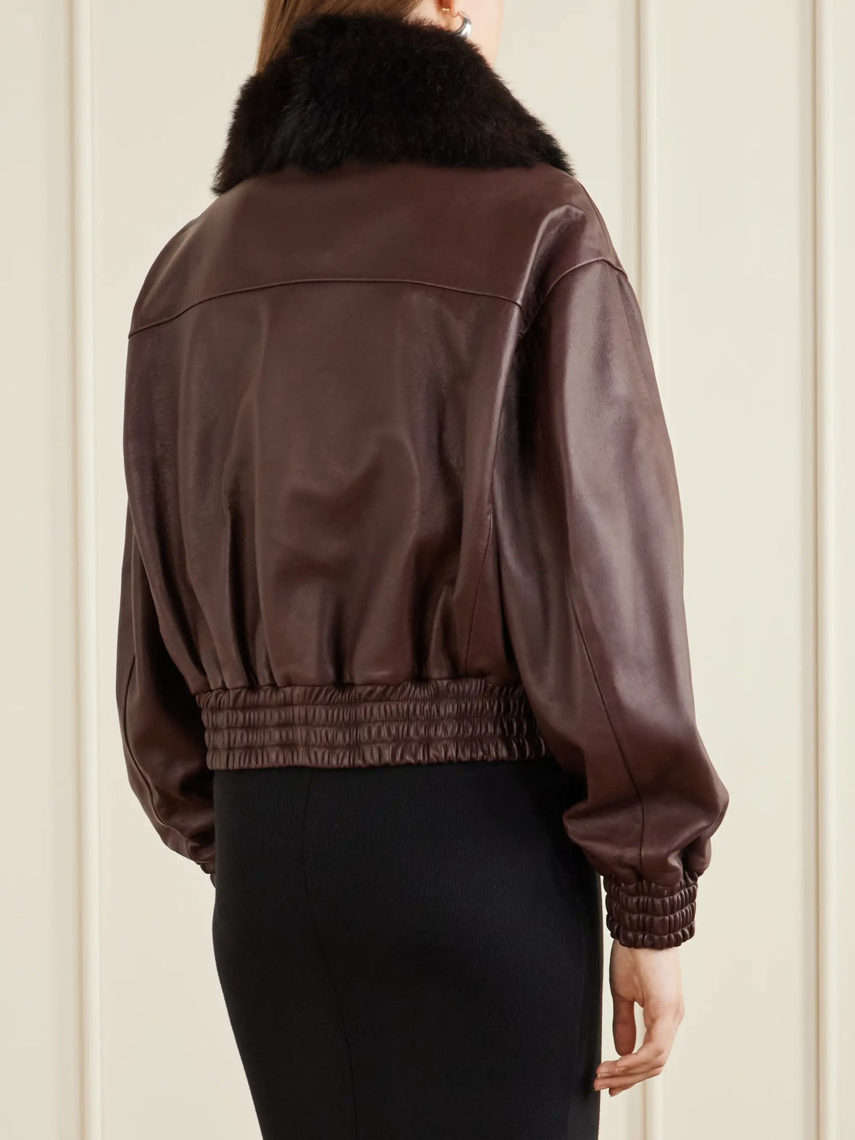 Nour Hammour Ellery Cropped Shearling-trimmed Leather Bomber Jacket