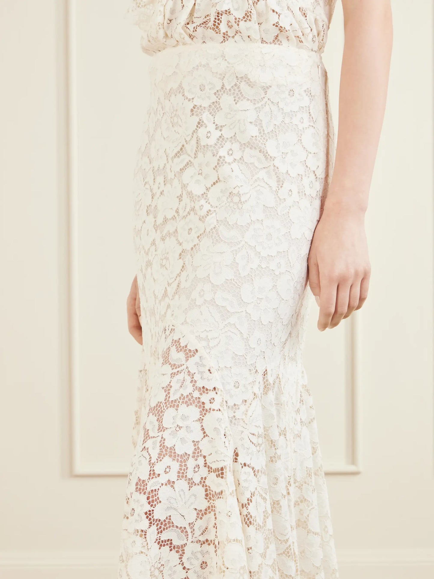 Jade Pleated Lace Midi Skirt