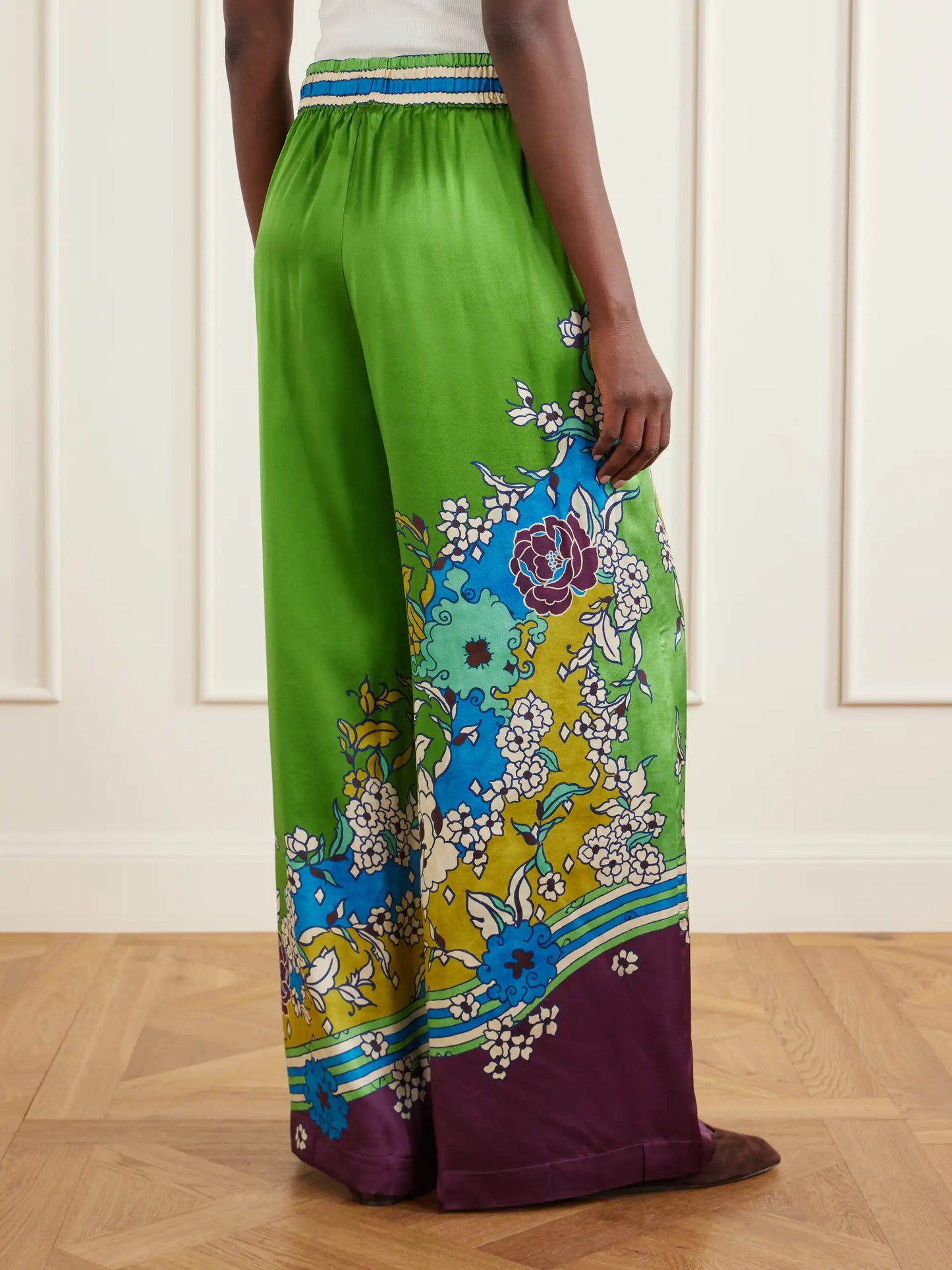 Nanci Floral-print Silk-satn Wide-leg Pants