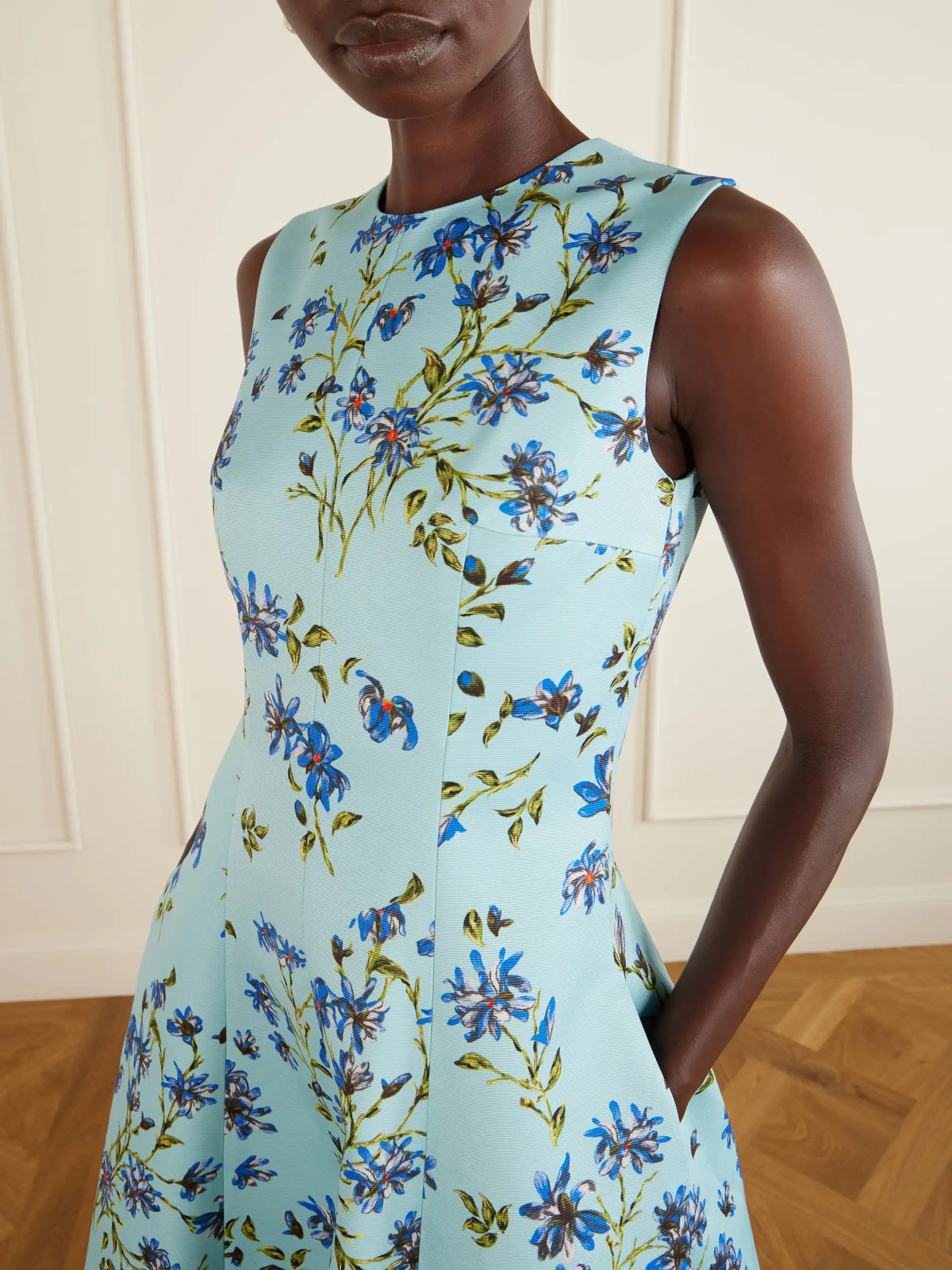 Floral-print Faille Midi Dress