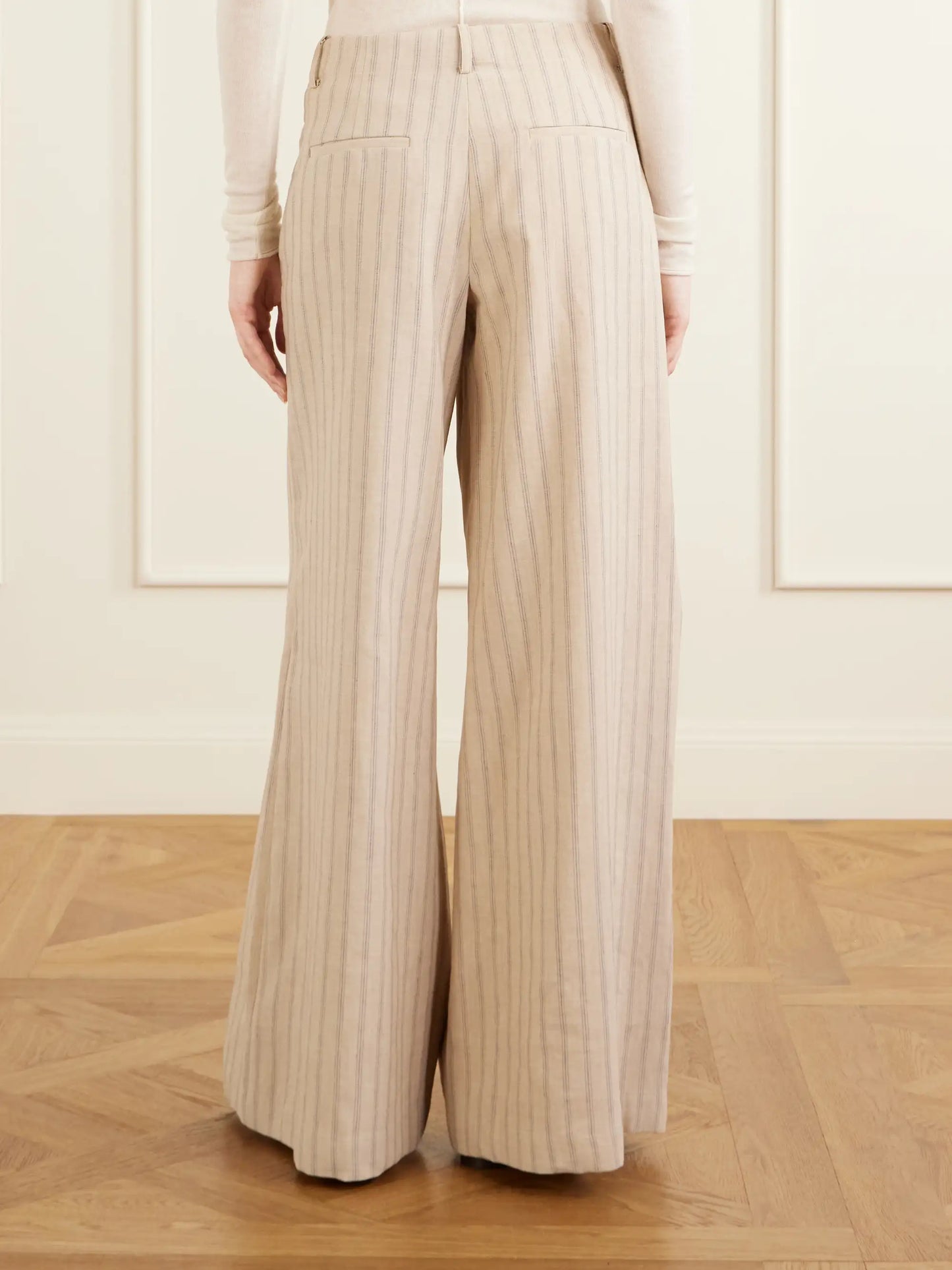 Demie Striped Linen And Cotton-blend Wide-leg Pants