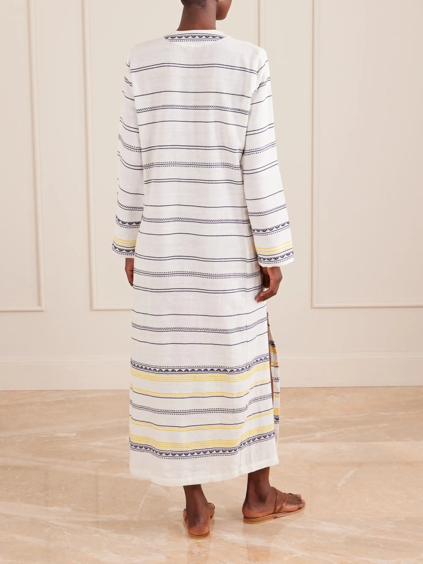 Theodora Striped Linen Maxi Dress