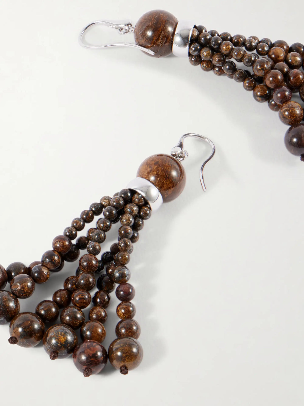 Venice Opera Tasseled Sterling Silver Bronzite Earrings