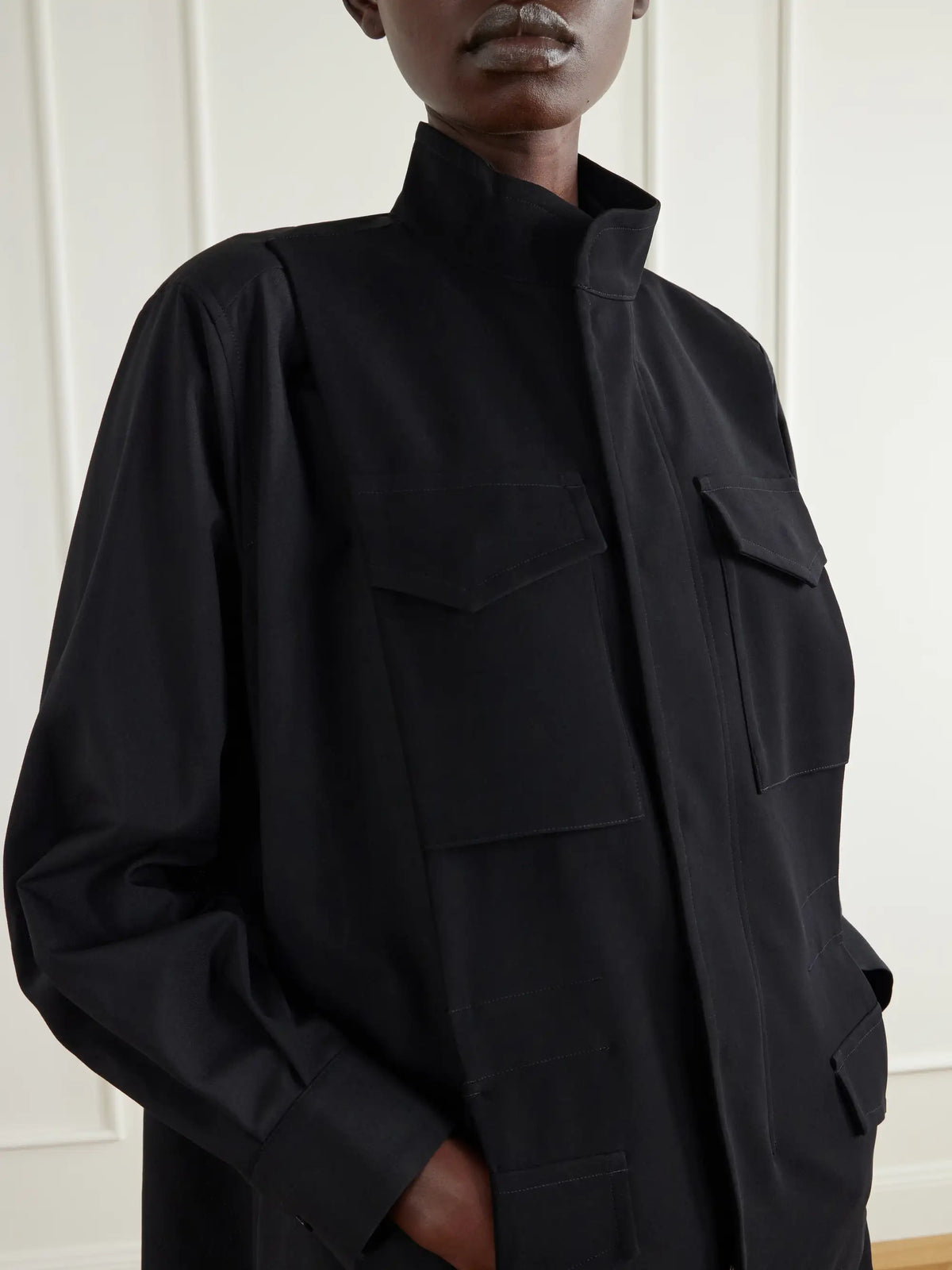 Sacai Crepe-trimmed Woven Shirt