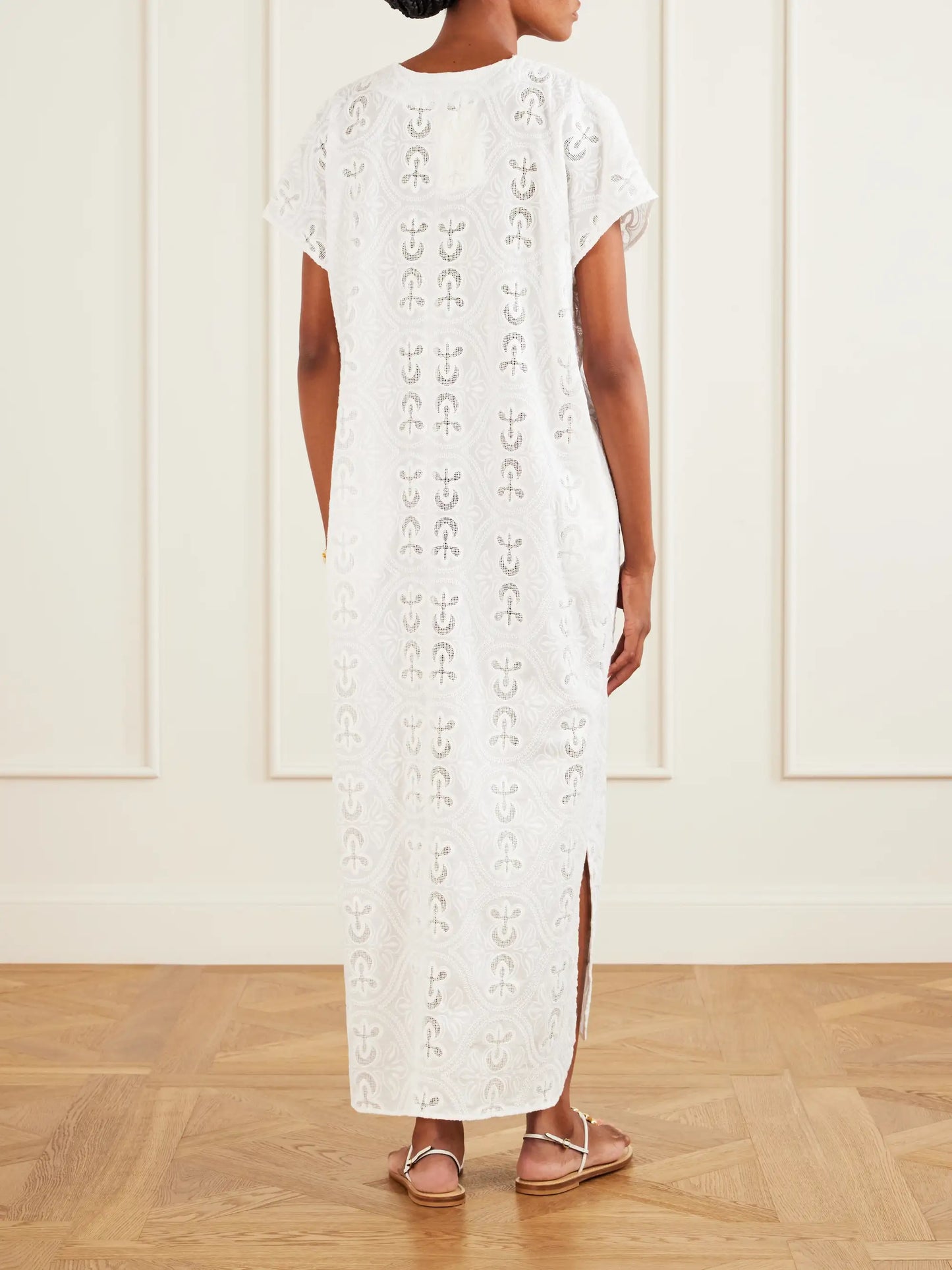 Yuna Embroidered Cotton-blend Midi Dress