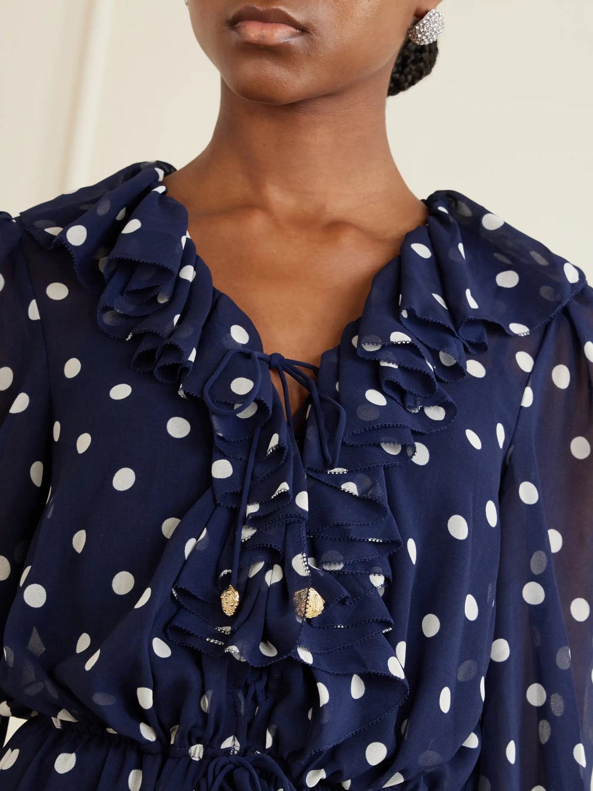 Self-Portrait Ruffled Tiered Polka-dot Georgette Midi Dress