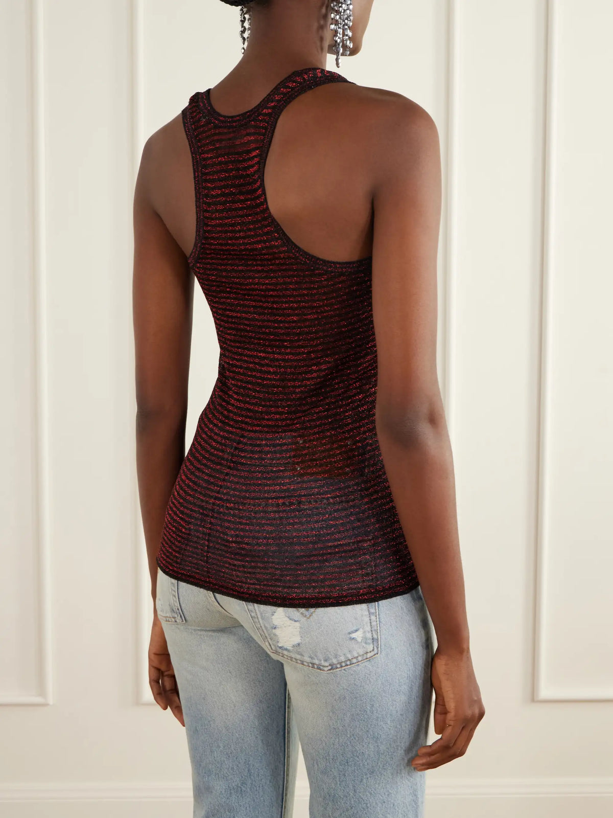 ISABEL MARANT Cevara Striped Metallic Mesh Tank