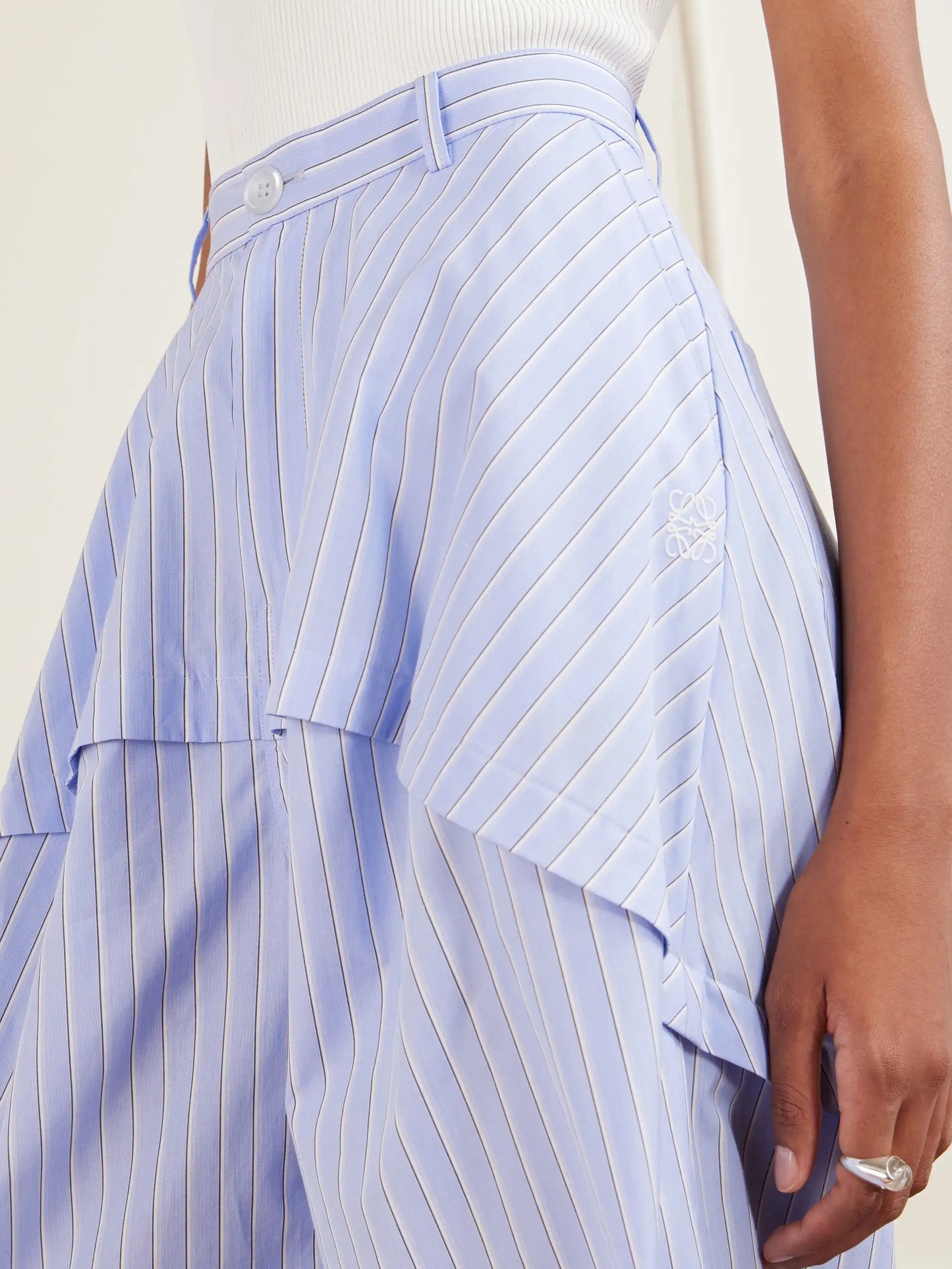 + Paula's Ibiza Striped Paneled Cotton Poplin Wide-leg Pants