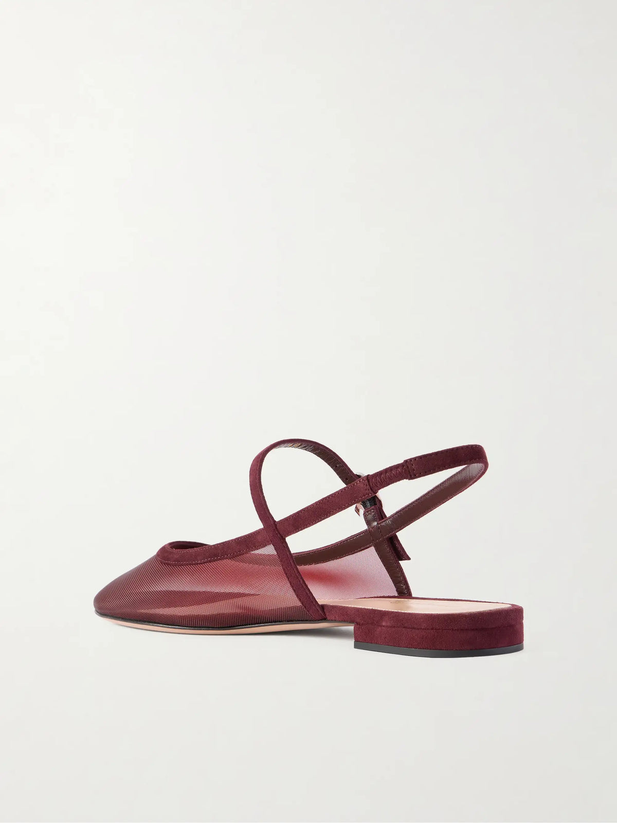 Suede-trimmed Mesh Slingback Flats