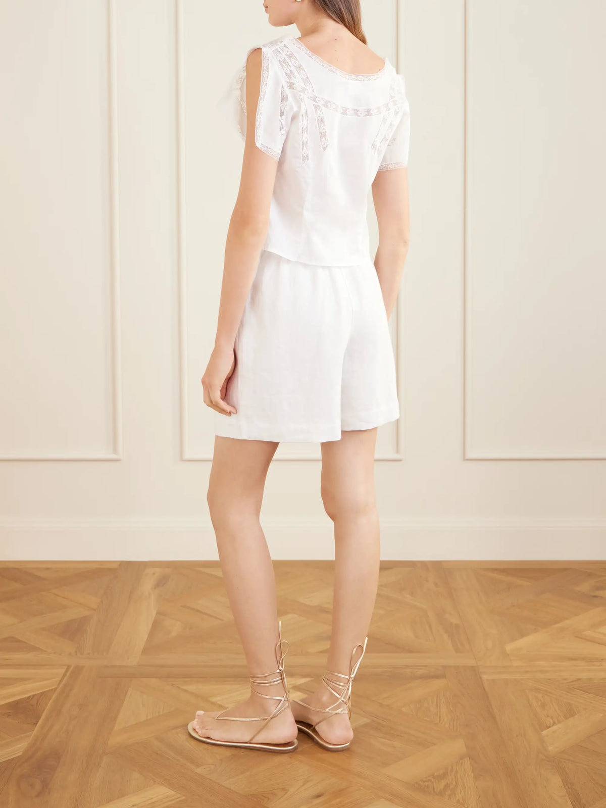 Loretta Caponi Angela Lace-trimmed Cotton Blouse