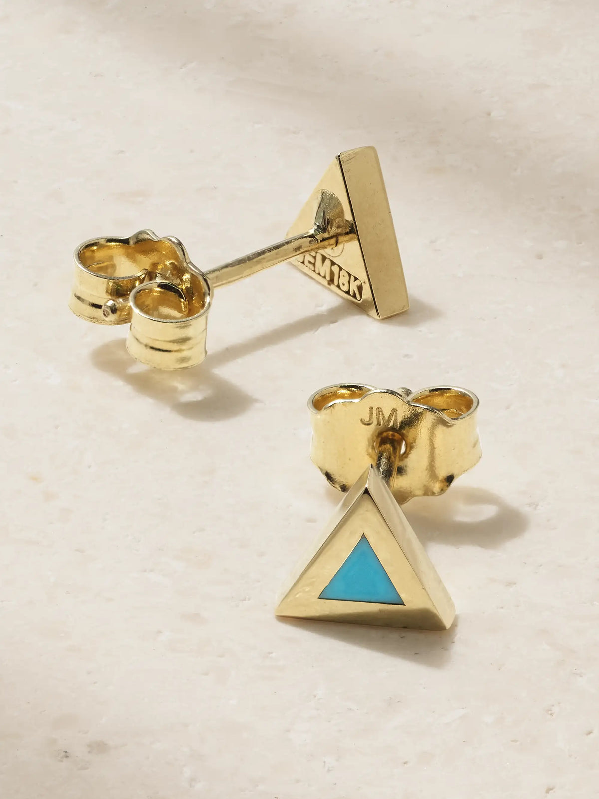 Mini Triangle 18-karat Gold Turquoise Earrings