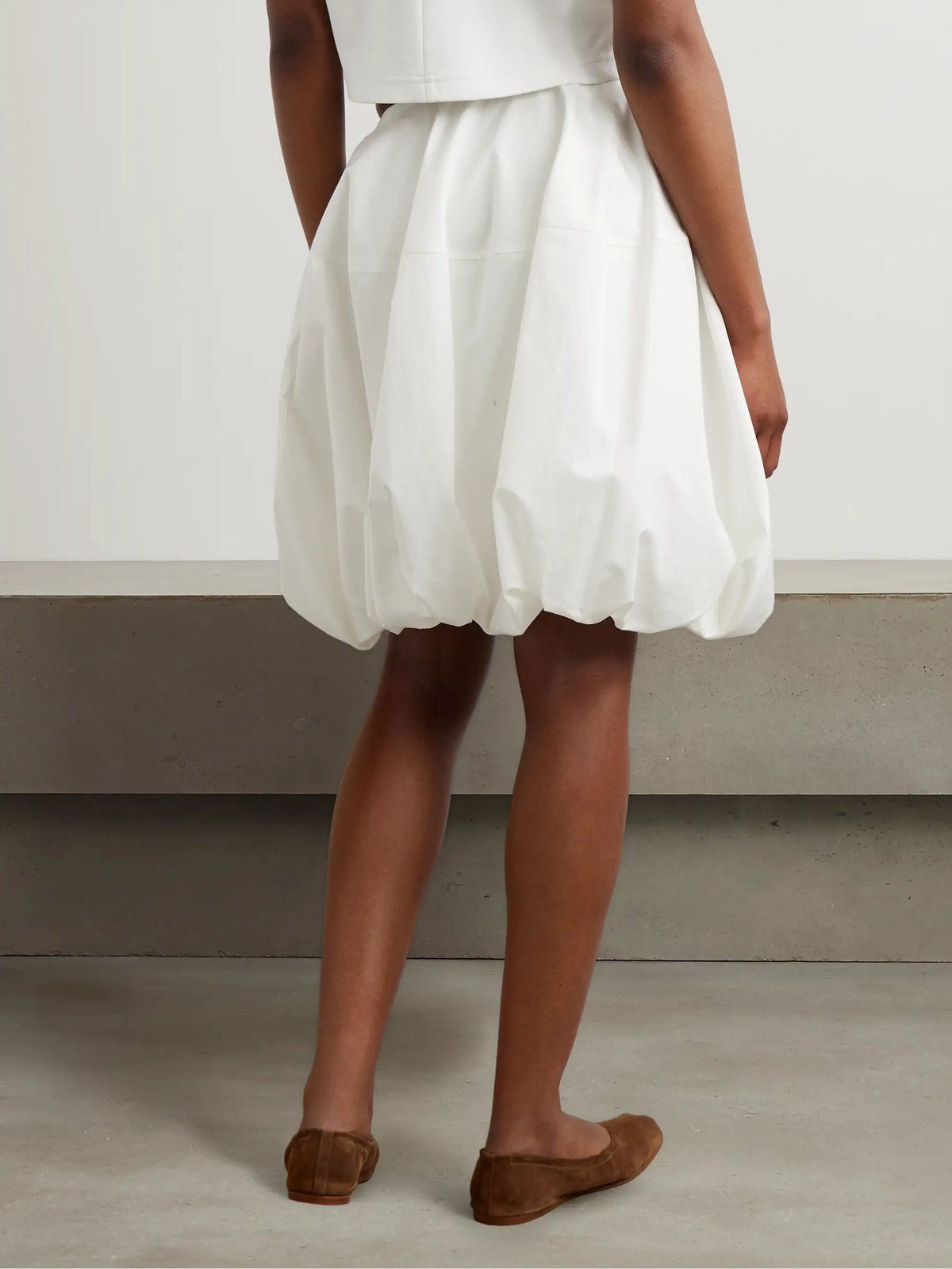 Gathered Cotton-poplin Mini Skirt