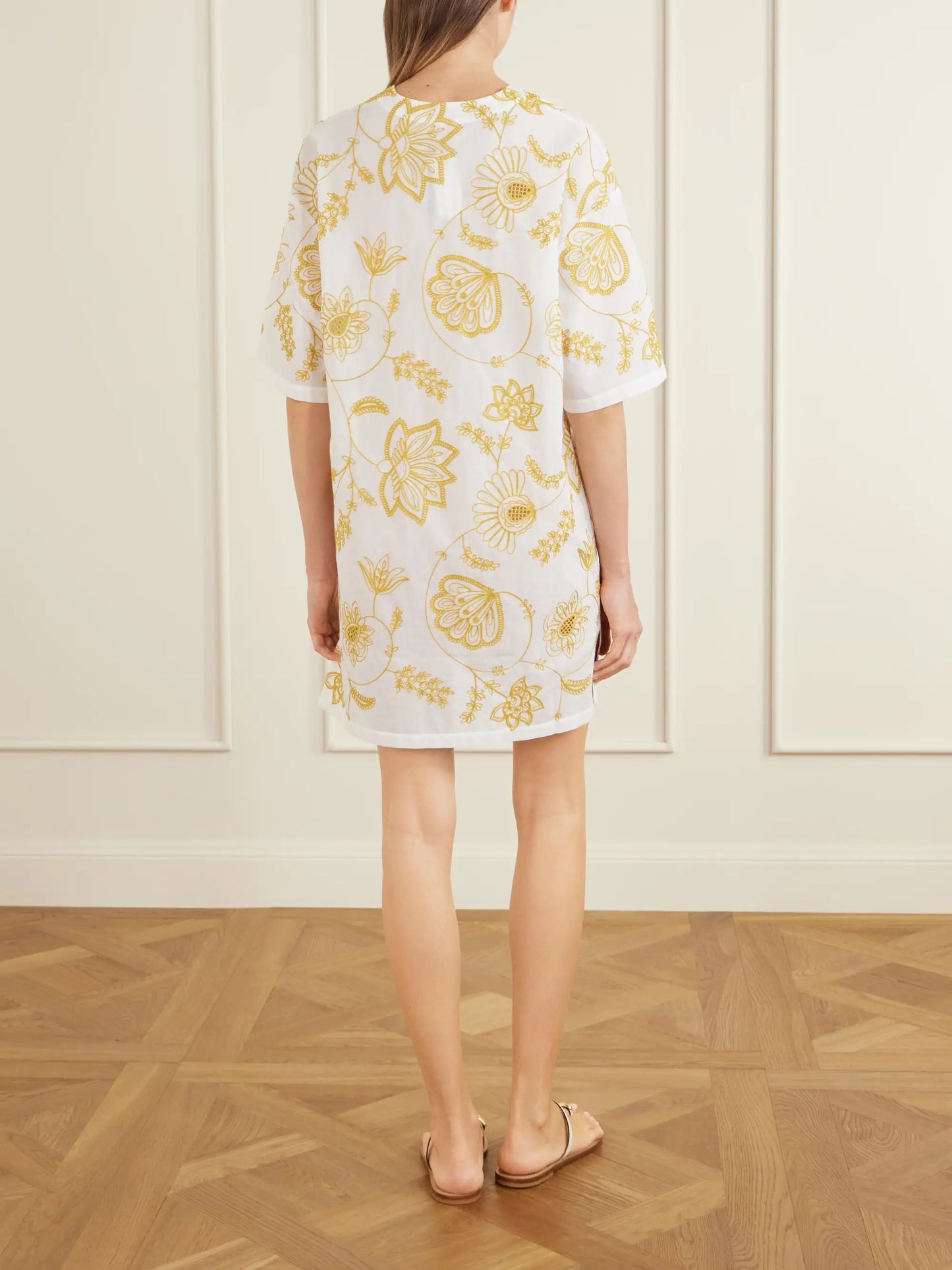Levia Embroidered Cotton-blend Mini Dress