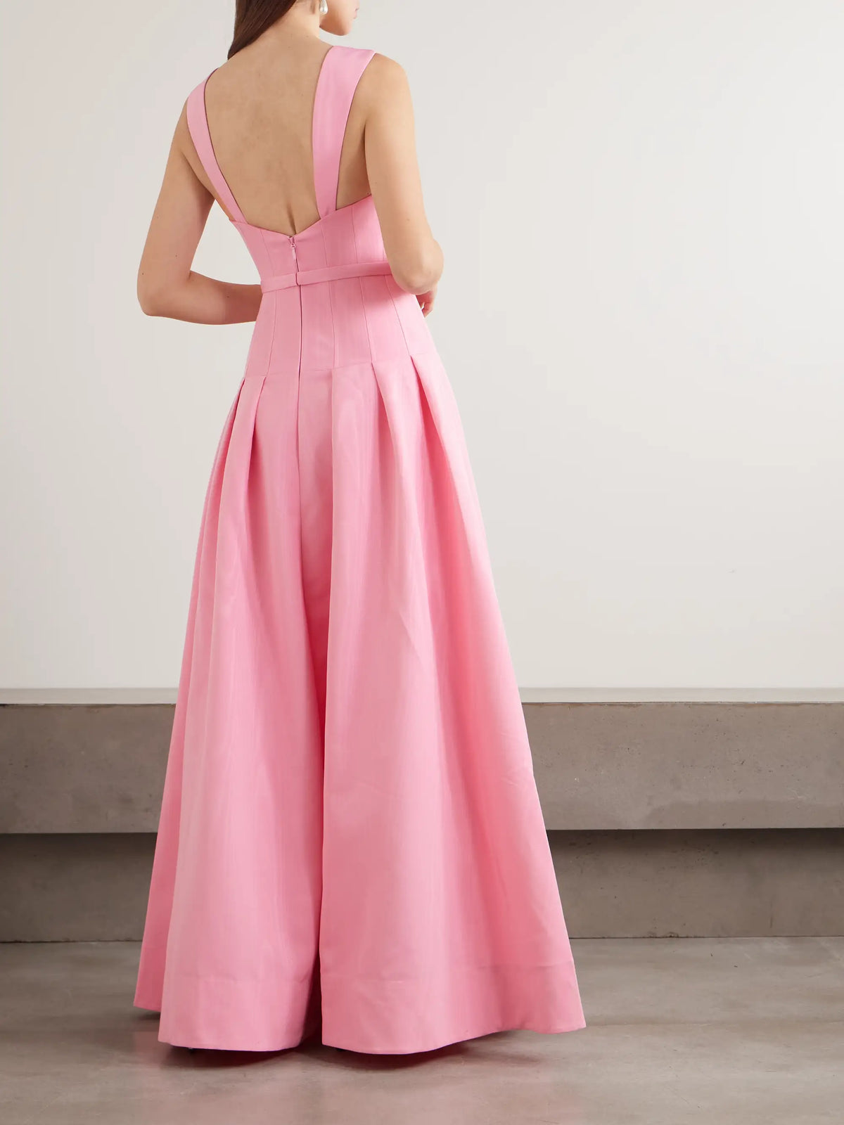 Amaro Belted Pleated Taffeta Gown