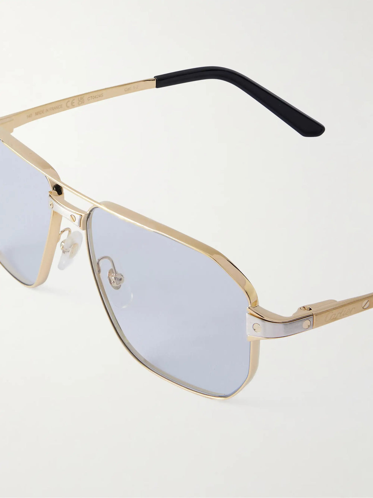 Santos De Cartier Gold- And Silver-tone Aviator-style Sunglasses
