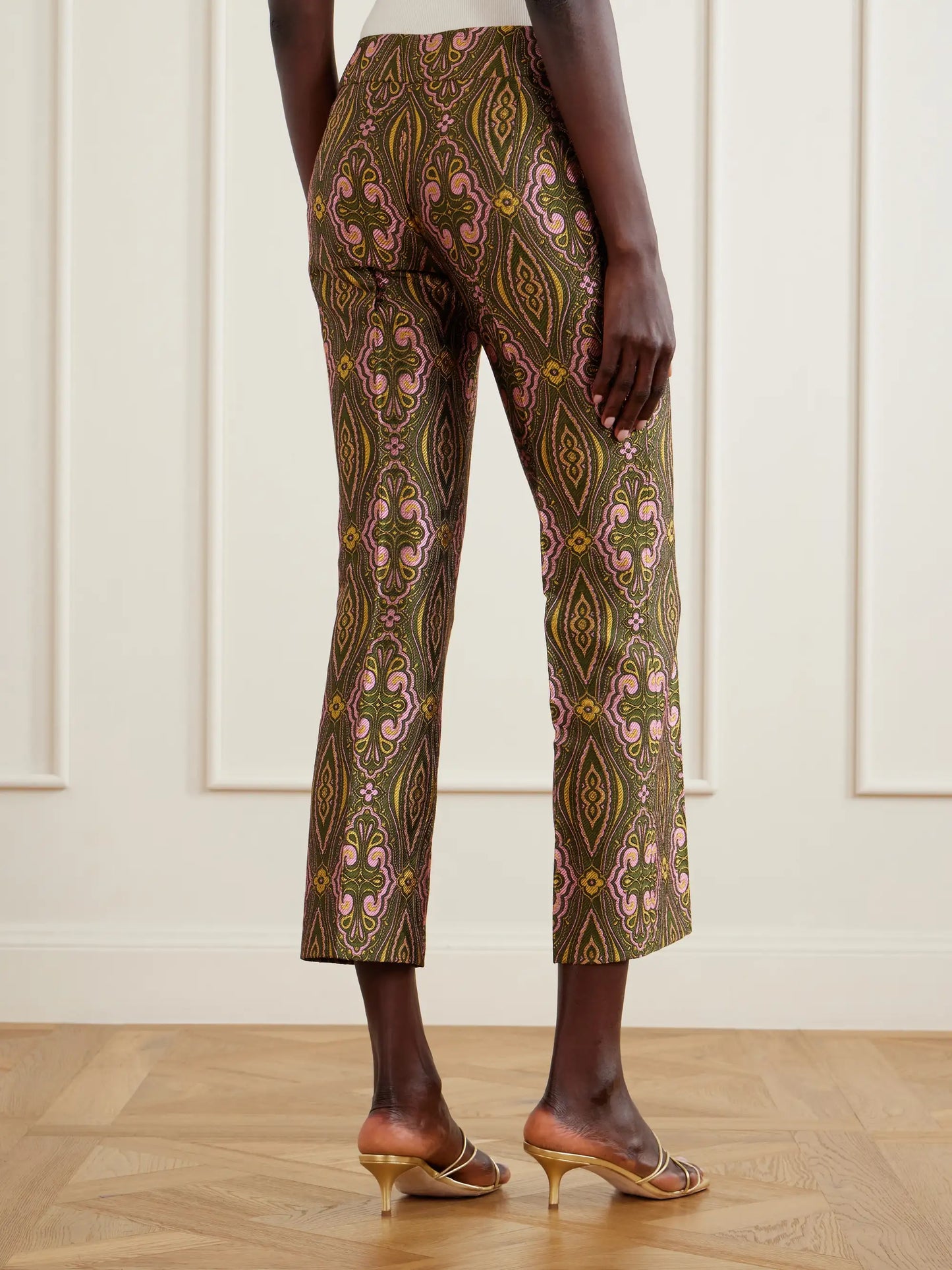 Metallic Jacquard Crepe Straight-leg Pants