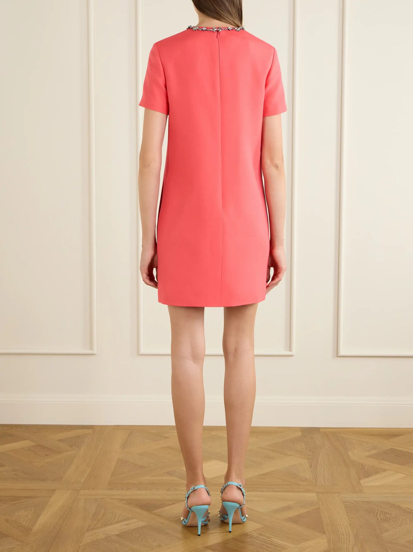 Crystal-embellished Wool And Silk-blend Crepe Mini Dress